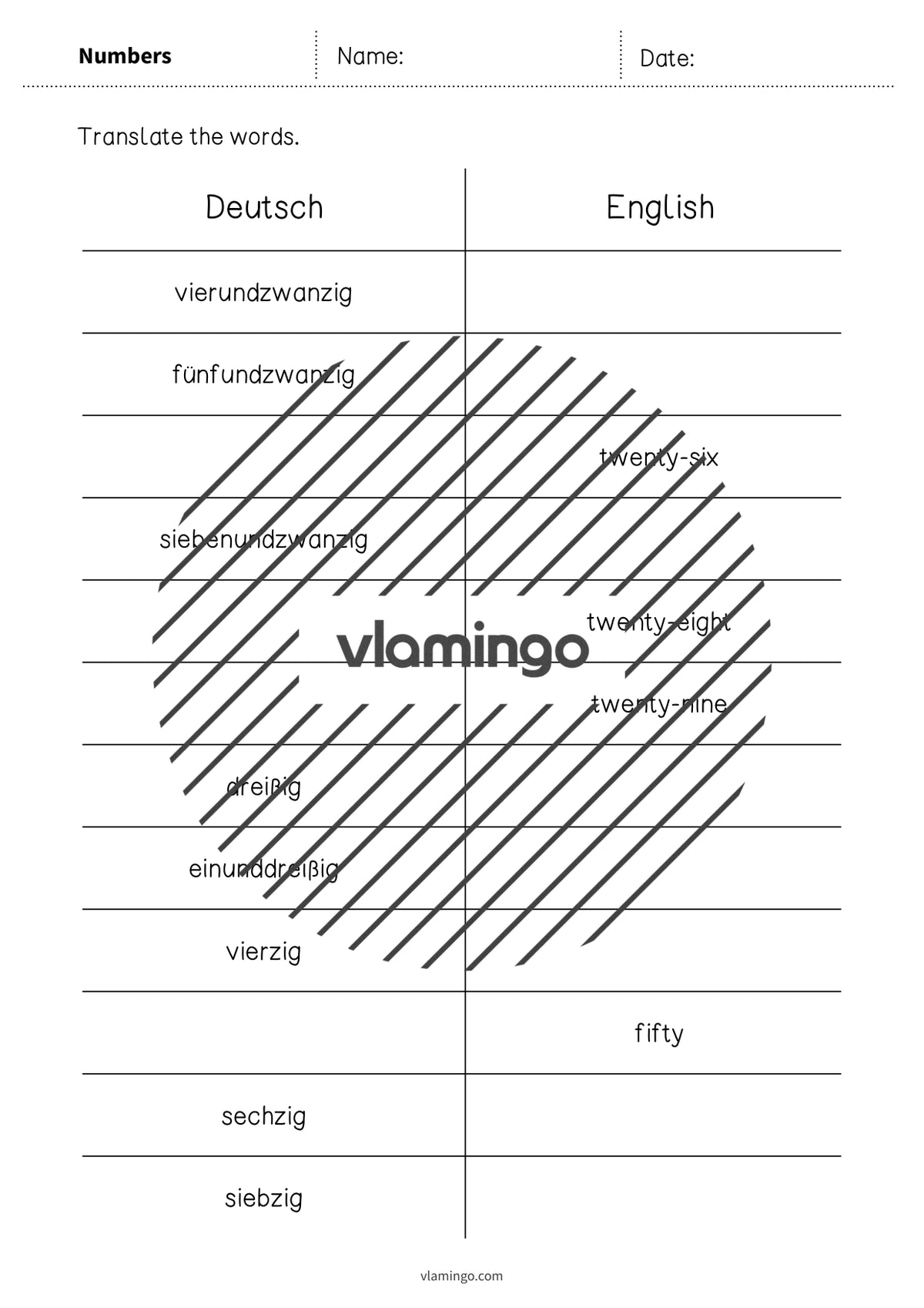 de englisch numbers vocabulary mini test 005