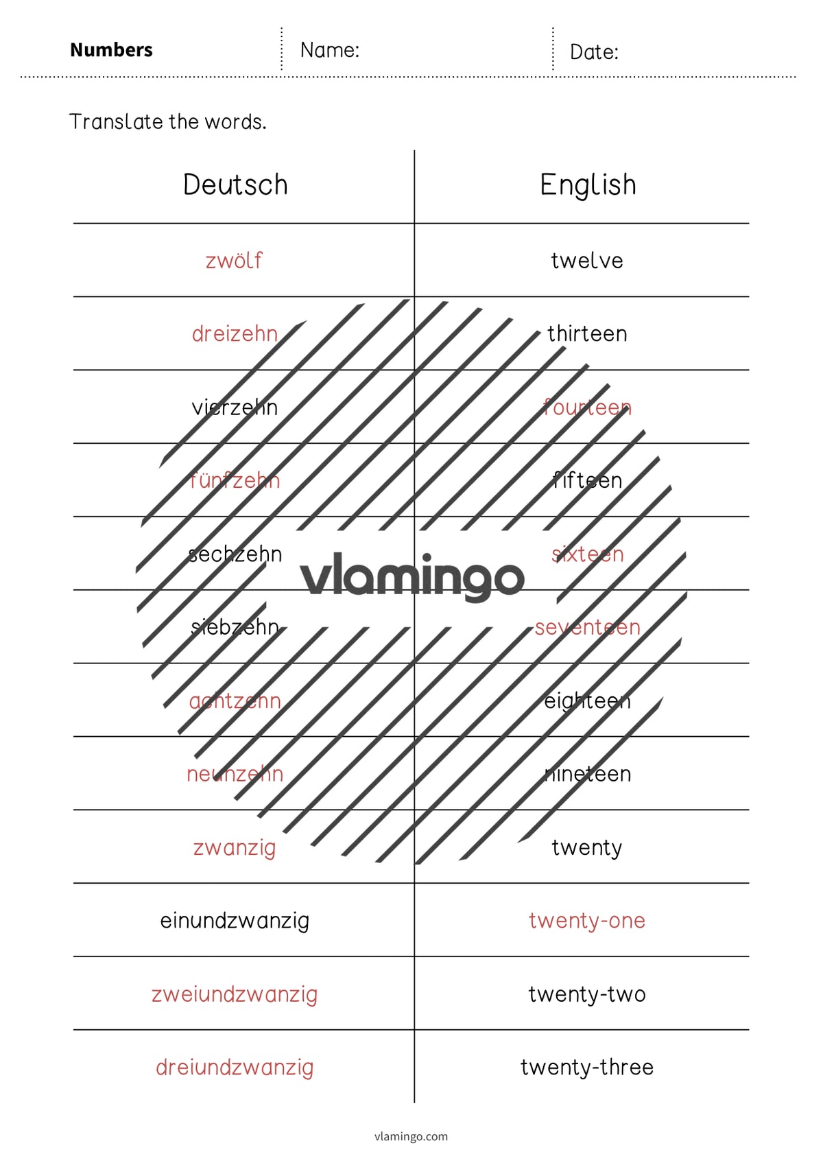 de englisch numbers vocabulary mini test 008