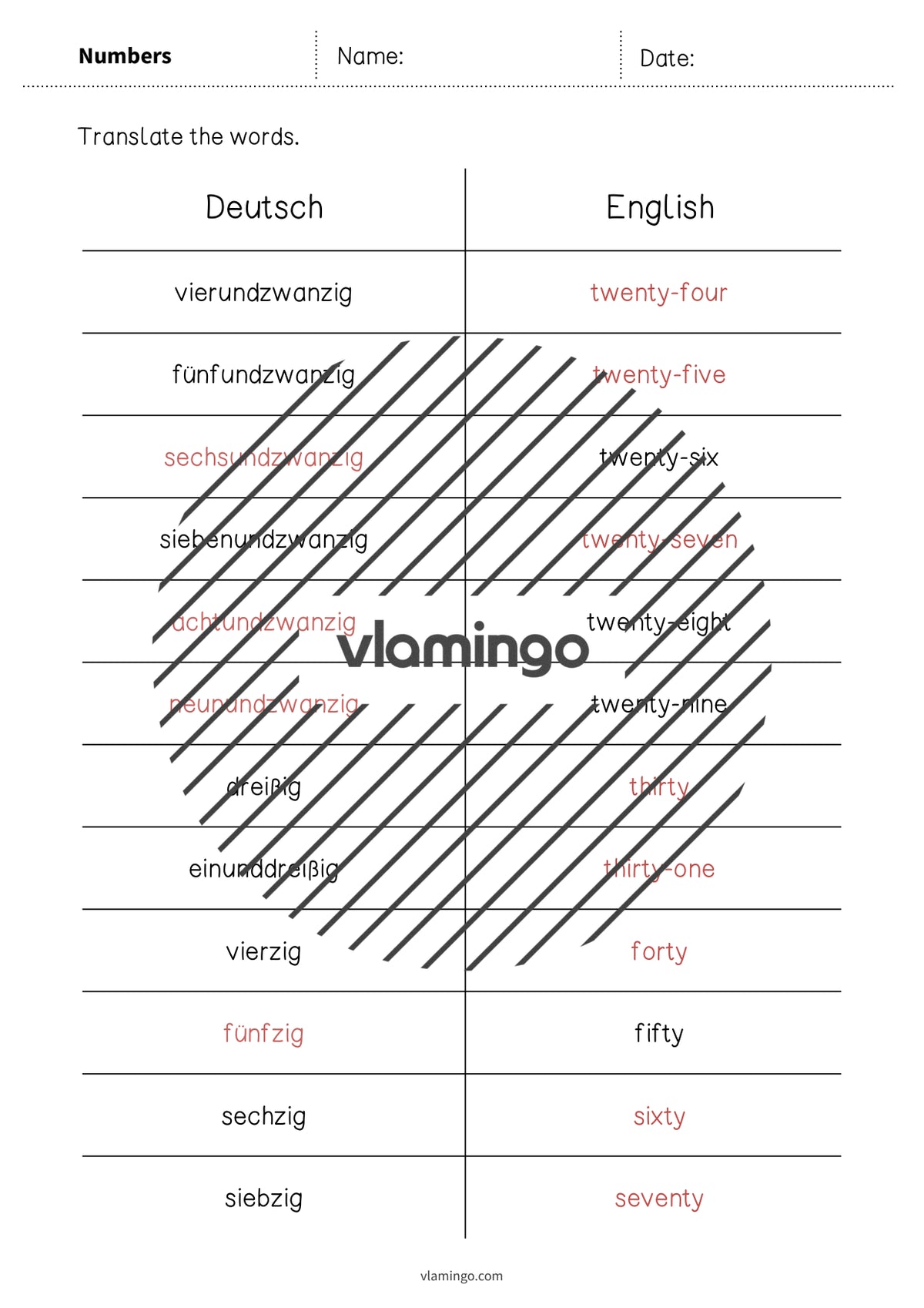 de englisch numbers vocabulary mini test 009