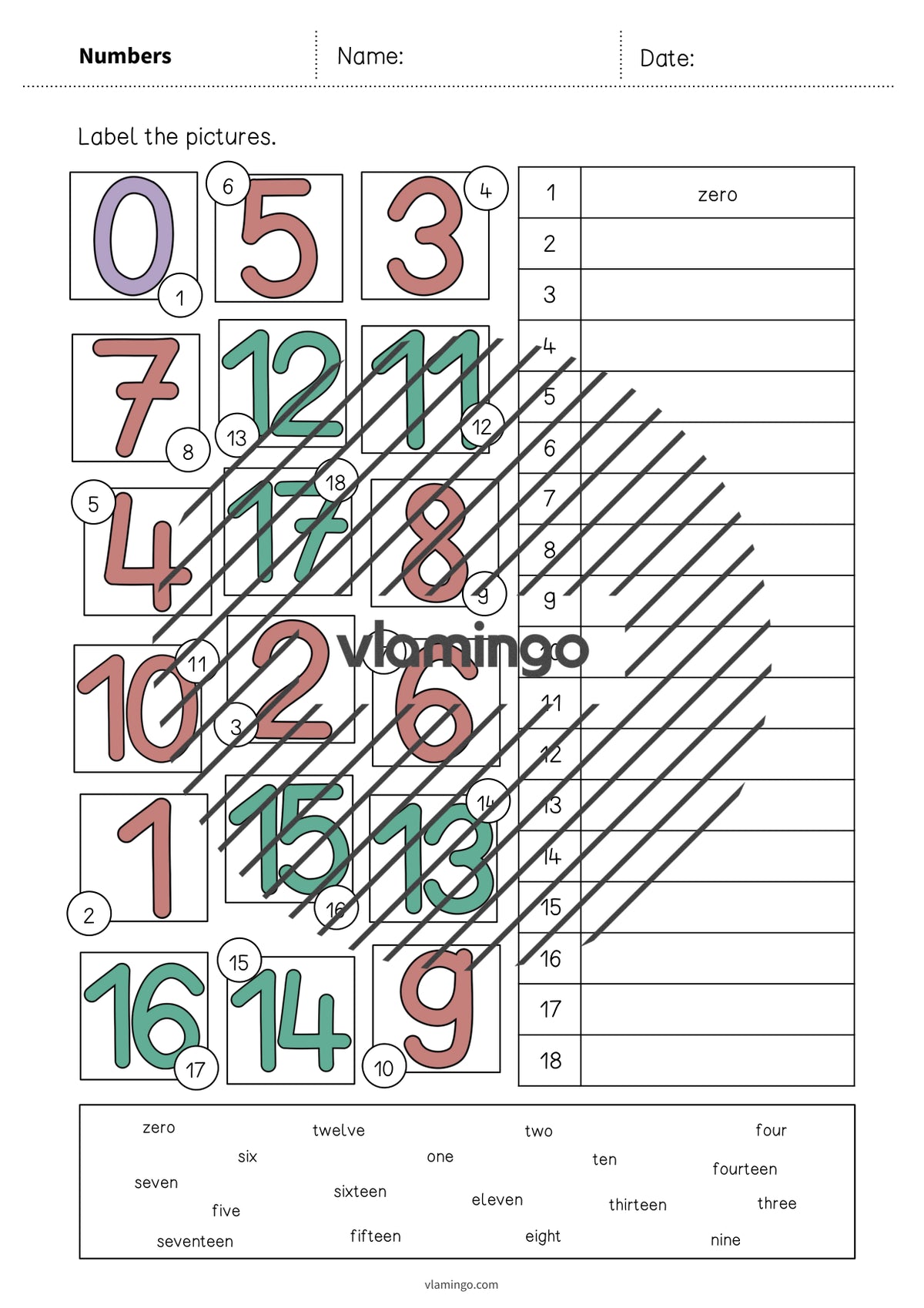 de englisch numbers vocabulary worksheet 2 004