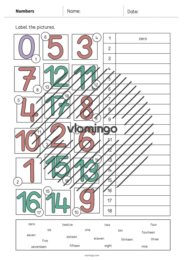 de englisch numbers vocabulary worksheet 2 004