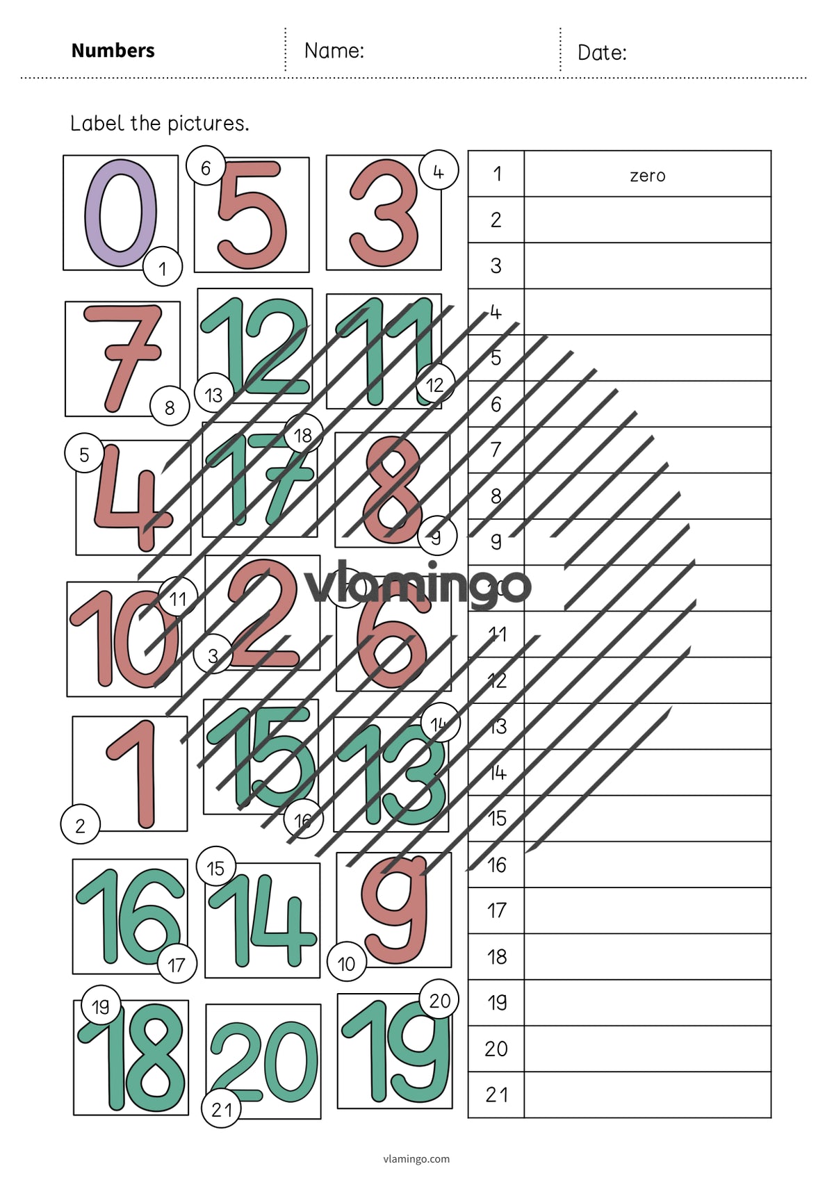 de englisch numbers vocabulary worksheet 2 006
