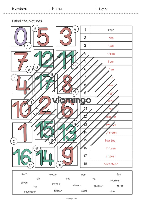 de englisch numbers vocabulary worksheet 2 008
