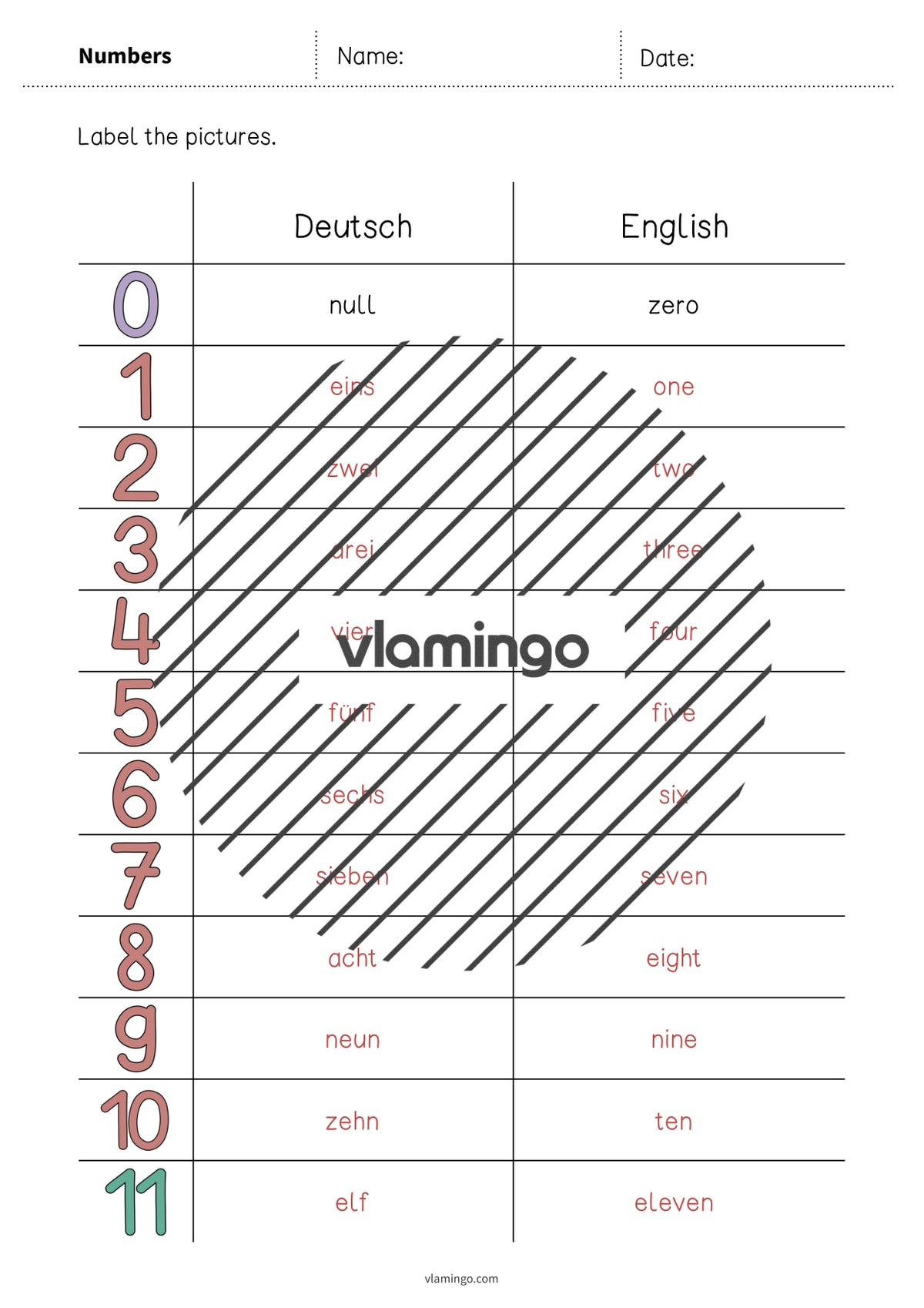 de englisch numbers vocabulary worksheet 3 007