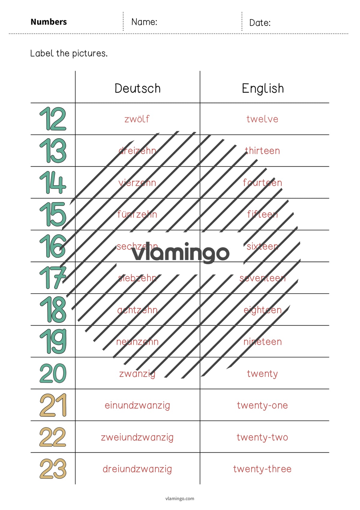 de englisch numbers vocabulary worksheet 3 008