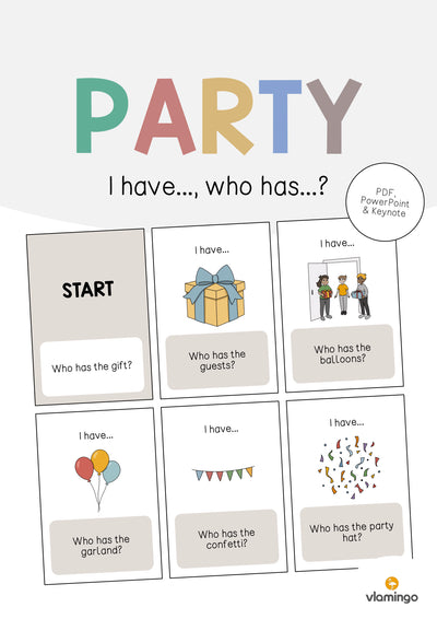 Party: I have..., who has...? (Englisch)