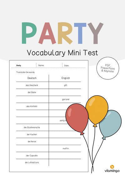 Party: Vocabulary Mini Test (Englisch)