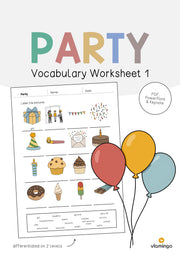de englisch party vocabulary worksheet 1 001