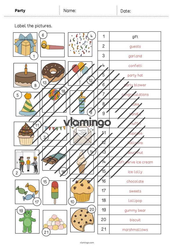 de englisch party vocabulary worksheet 2 009