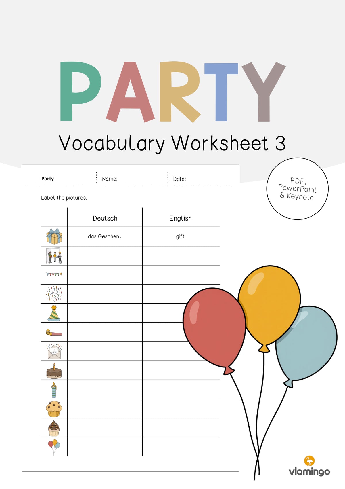 de englisch party vocabulary worksheet 3 001