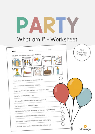 Party: What am I? - Worksheet (Englisch)