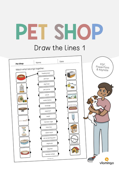 Pet Shop / Tierfachgeschäft: Draw the lines 1 (Englisch)