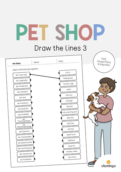 Pet Shop / Tierfachgeschäft: Draw the lines 3 (Englisch)