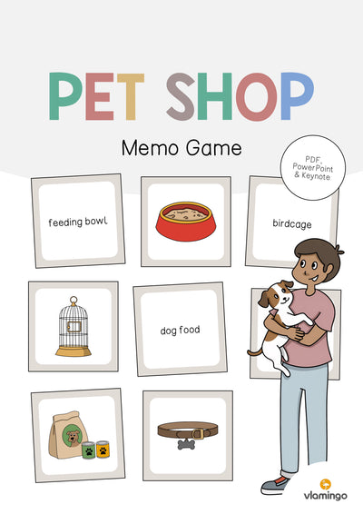 Pet Shop / Tierfachgeschäft: Memo Game (Englisch)