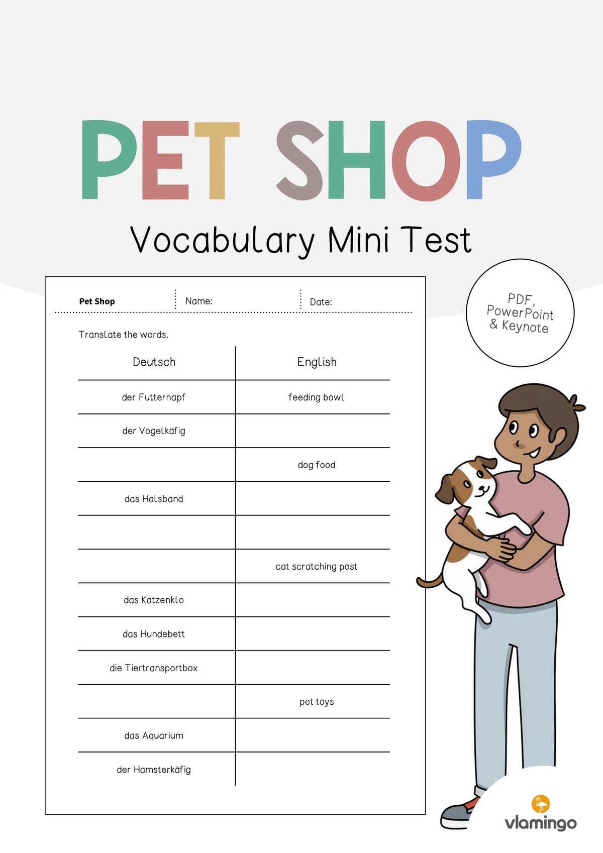 de englisch pet shop vocabulary mini test 001