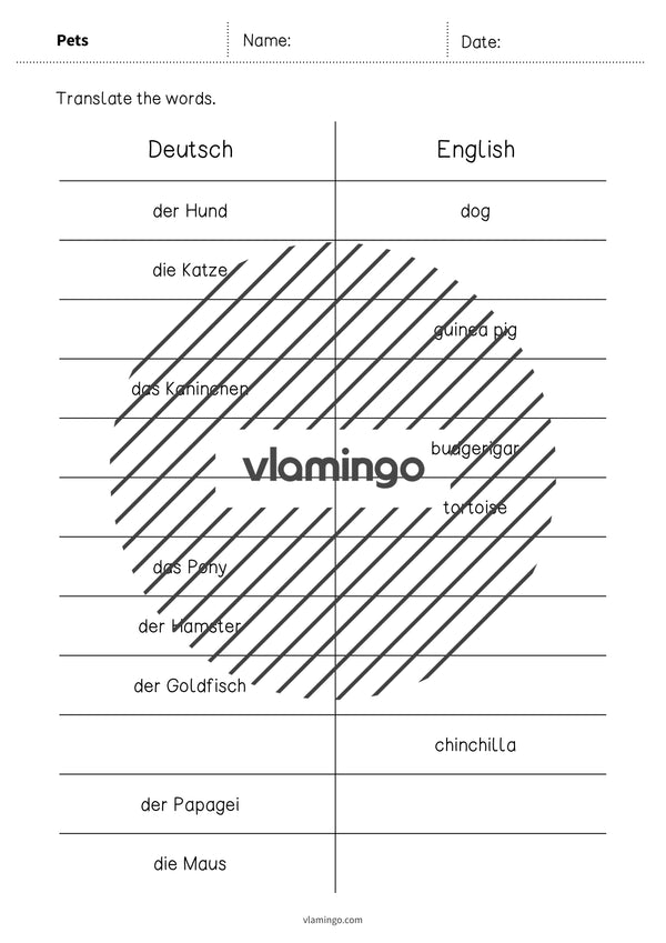 de englisch pets vocabulary mini test 003