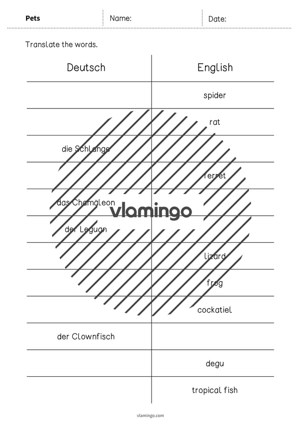 de englisch pets vocabulary mini test 004