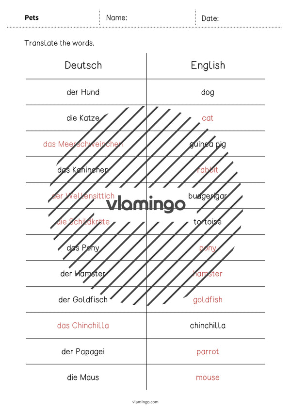 de englisch pets vocabulary mini test 006