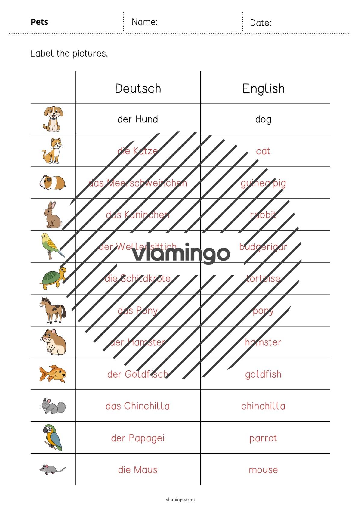de englisch pets vocabulary worksheet 3 006