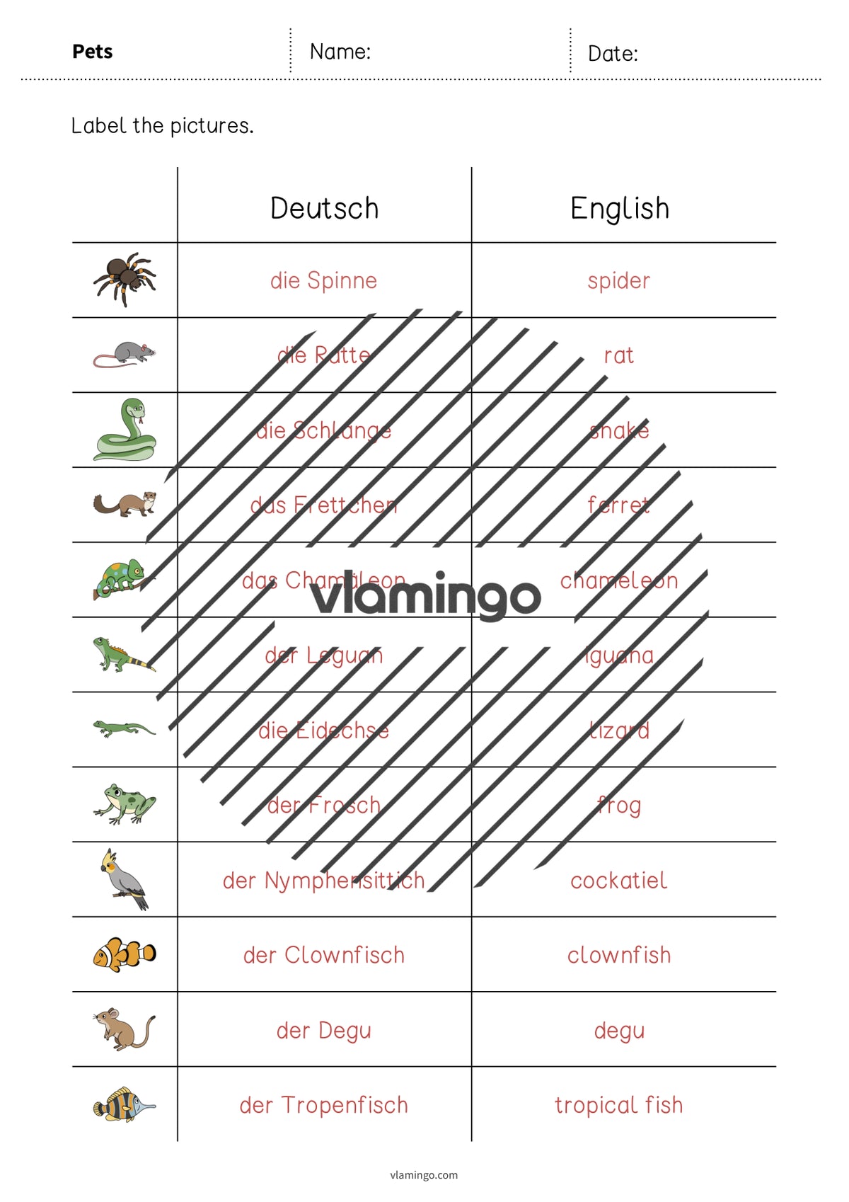 de englisch pets vocabulary worksheet 3 007
