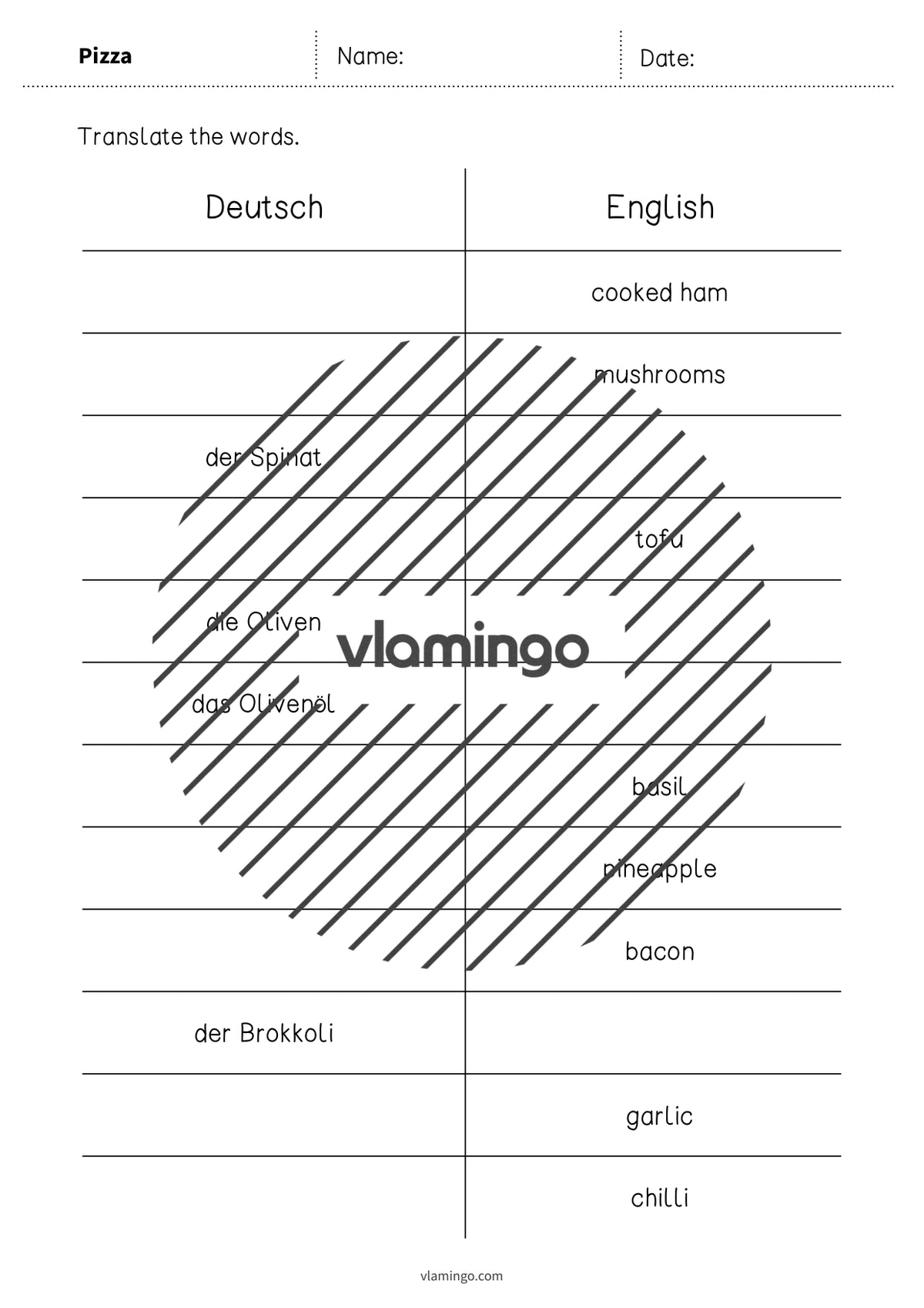 de englisch pizza vocabulary mini test 004