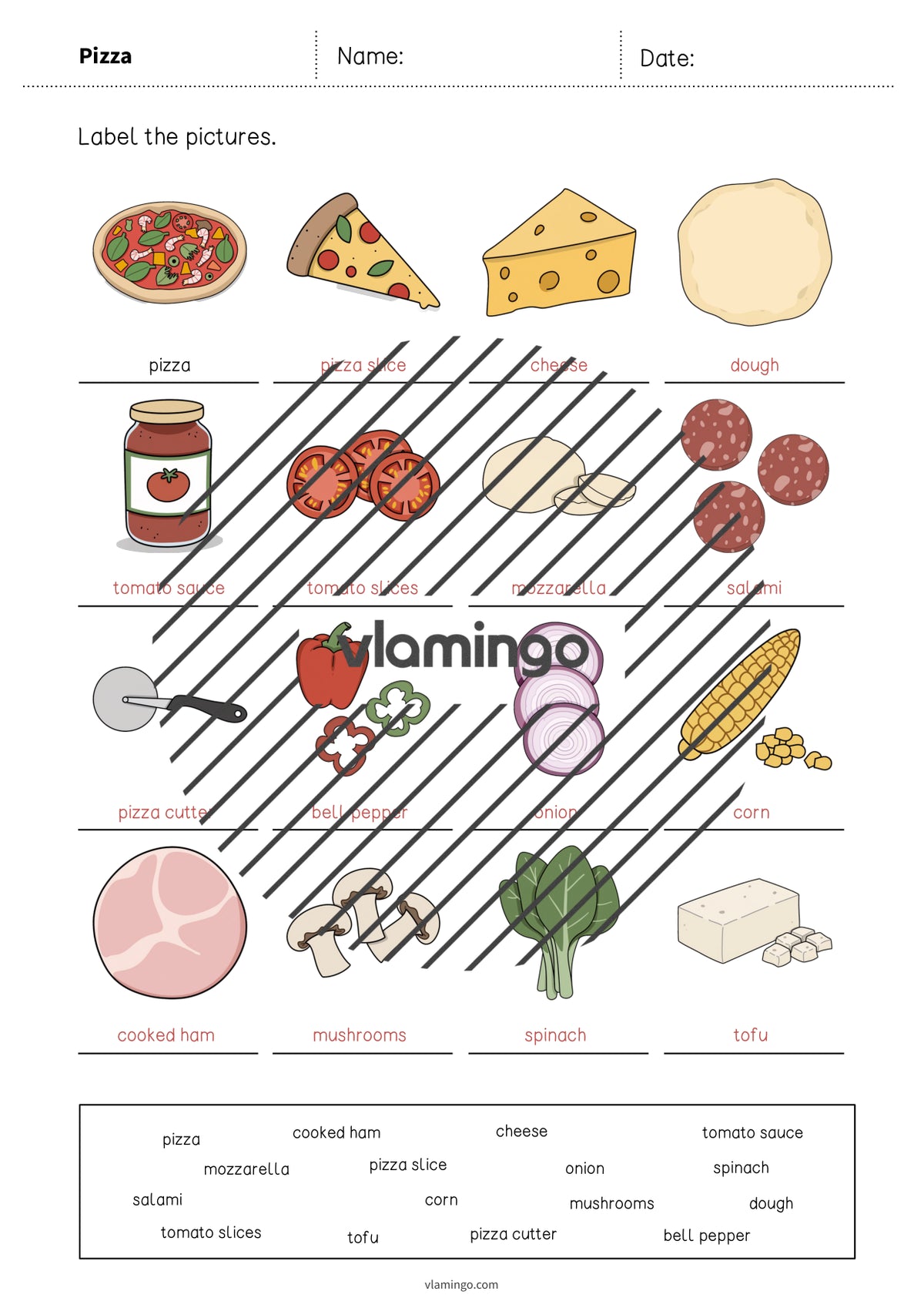 de englisch pizza vocabulary worksheet 1 009