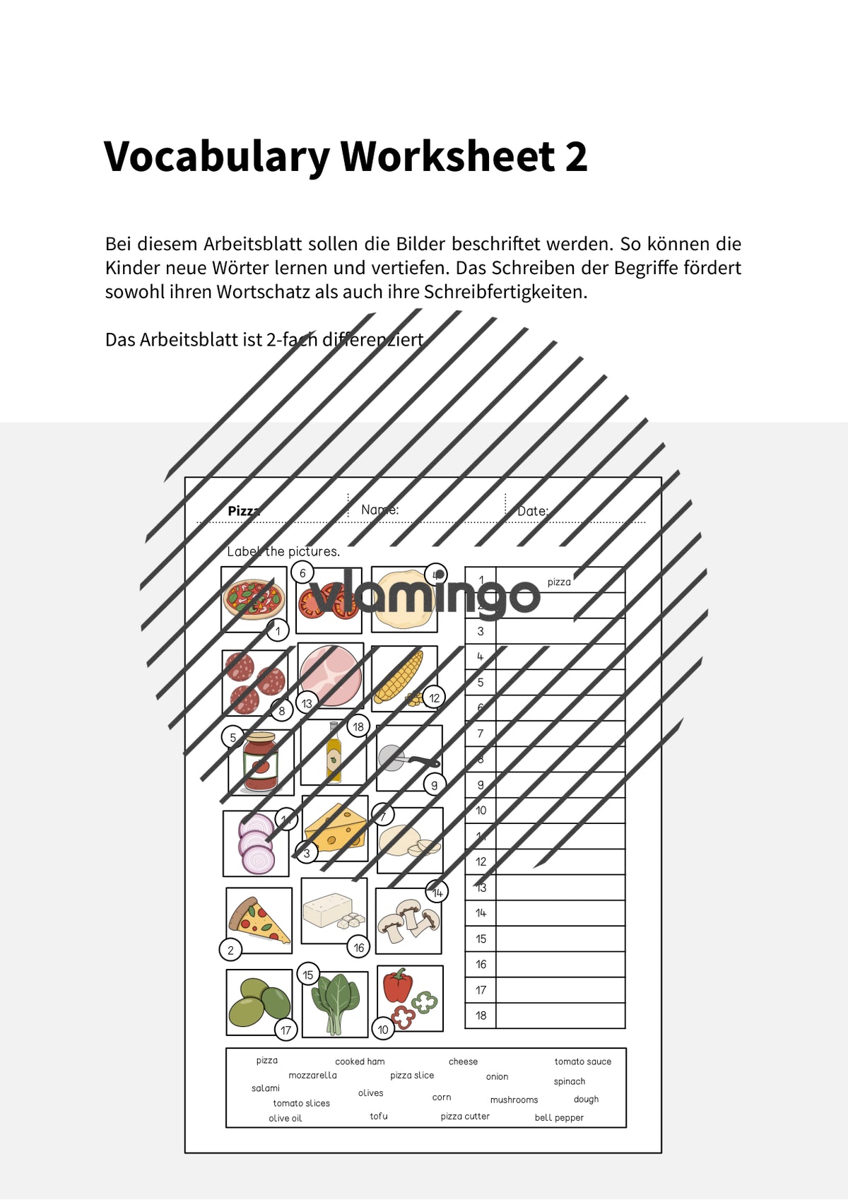 de englisch pizza vocabulary worksheet 2 002