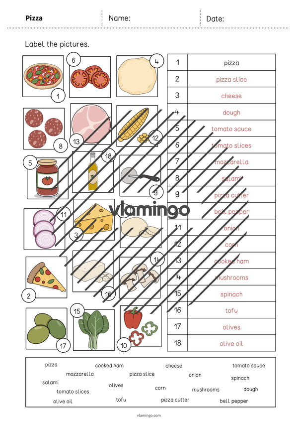 de englisch pizza vocabulary worksheet 2 008
