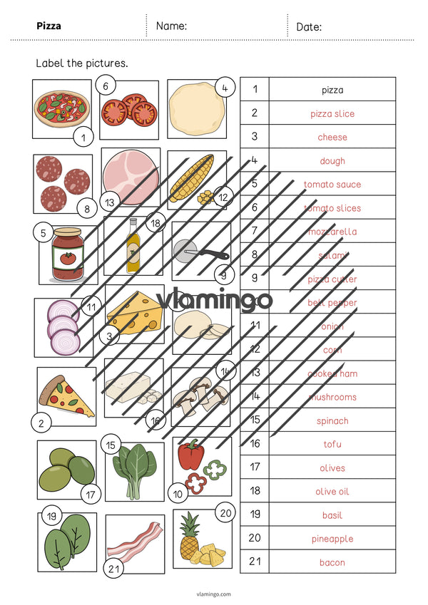 de englisch pizza vocabulary worksheet 2 009