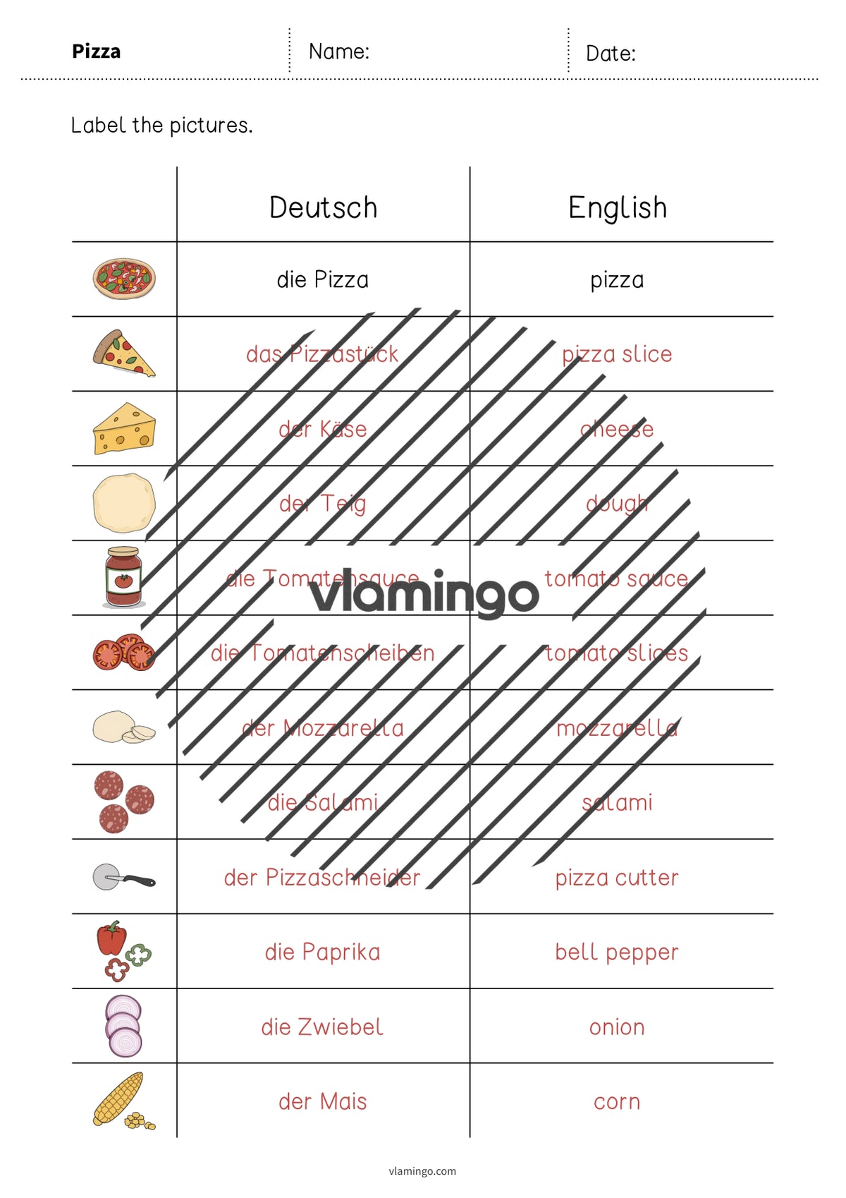 de englisch pizza vocabulary worksheet 3 006