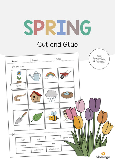 Spring / Frühling: Cut and Glue (Englisch)