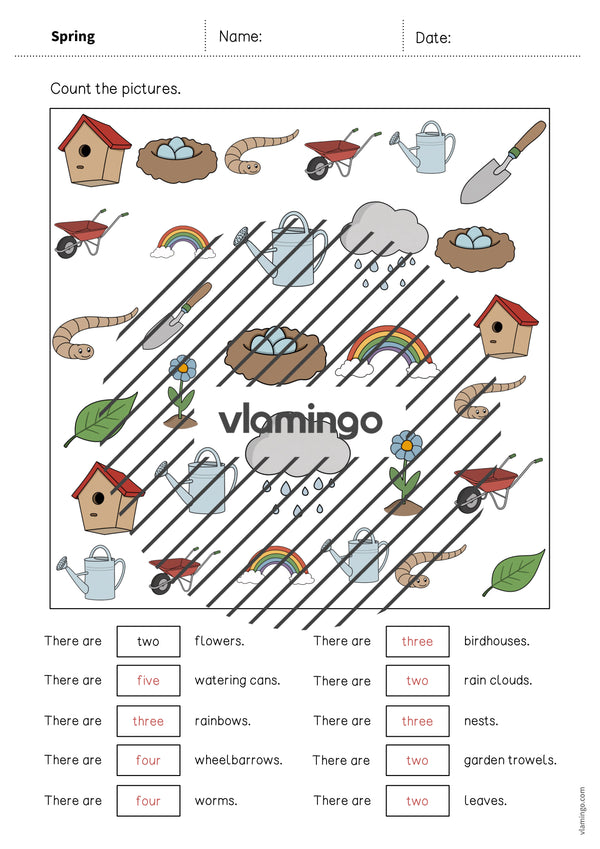 de englisch spring how many worksheet 010