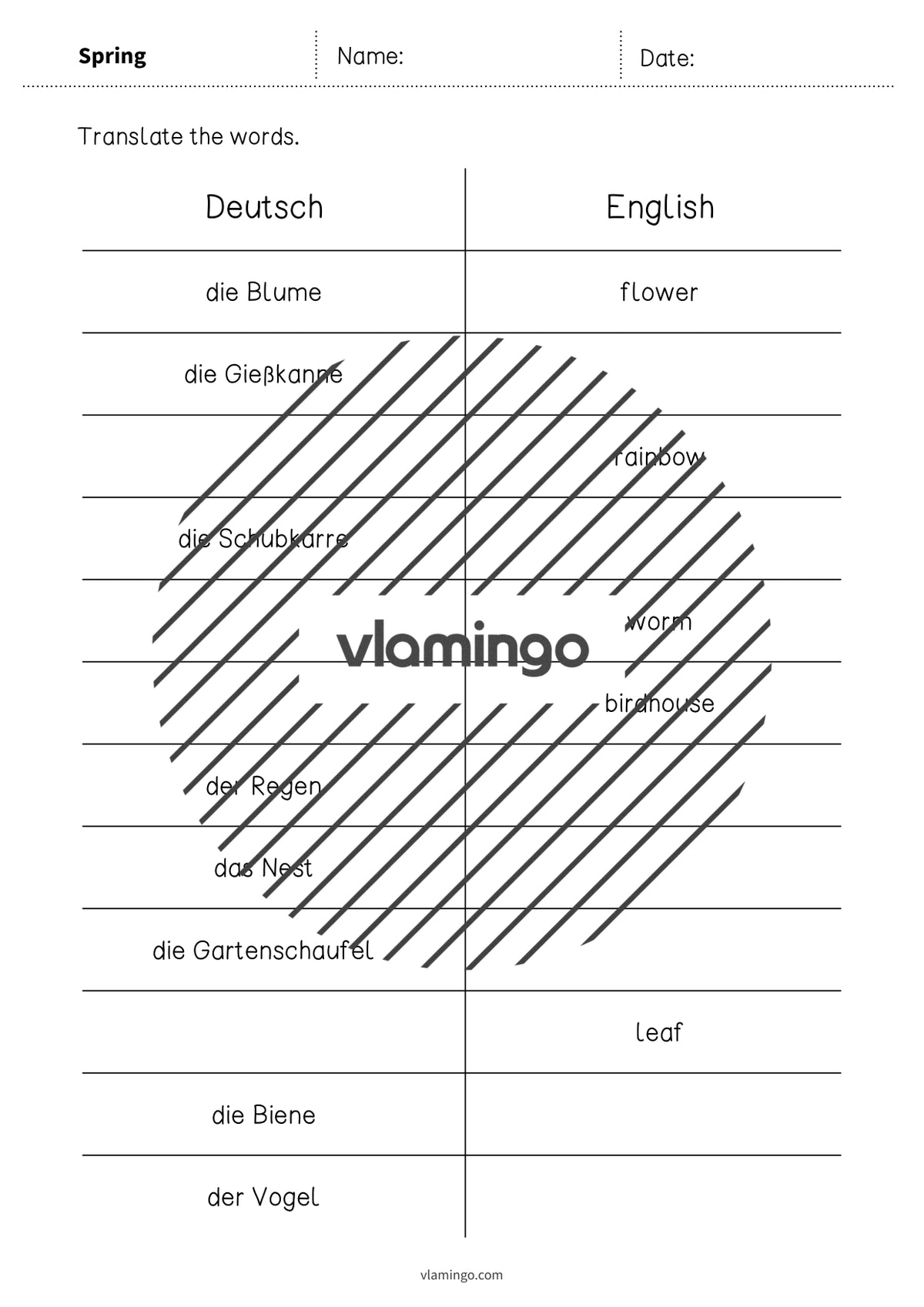 de englisch spring vocabulary mini test 003