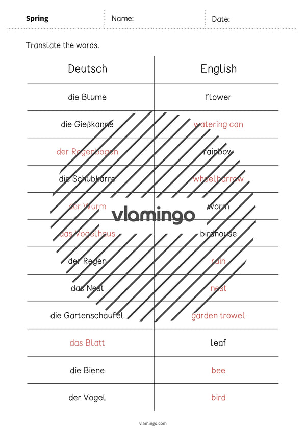 de englisch spring vocabulary mini test 007
