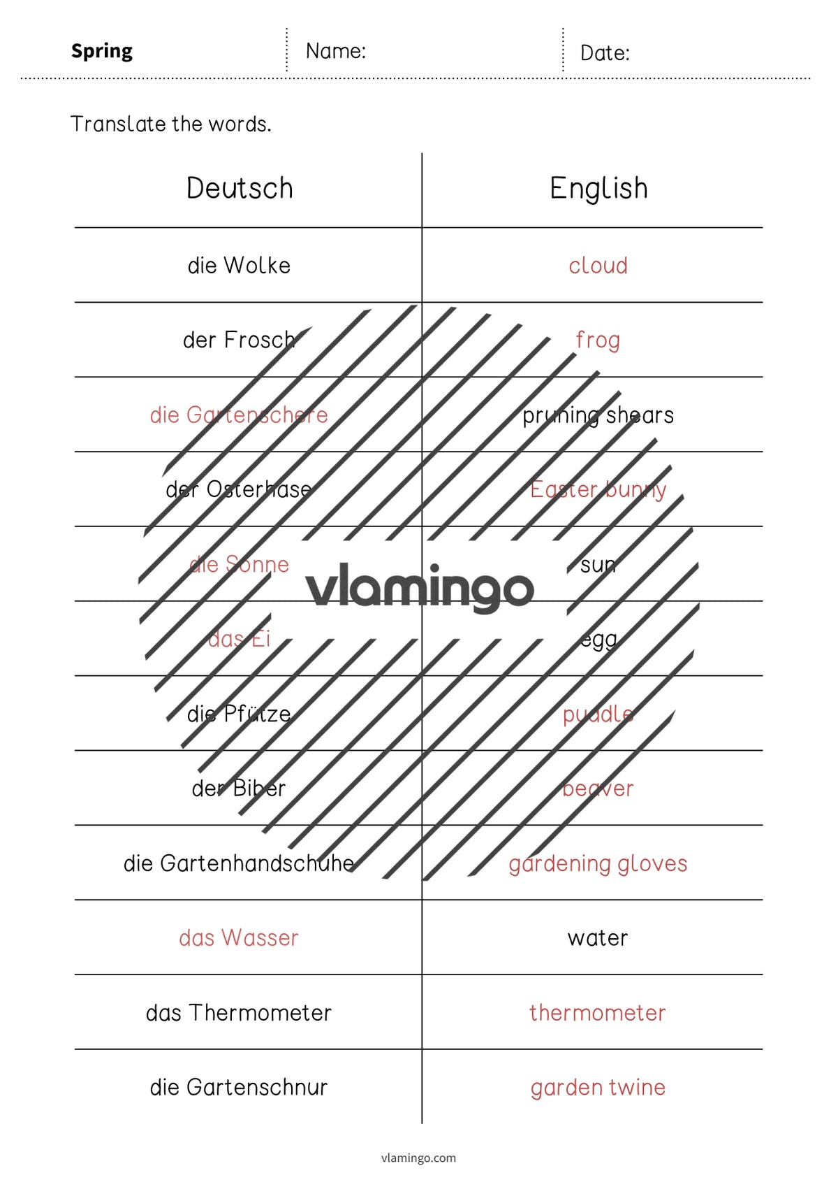 de englisch spring vocabulary mini test 009