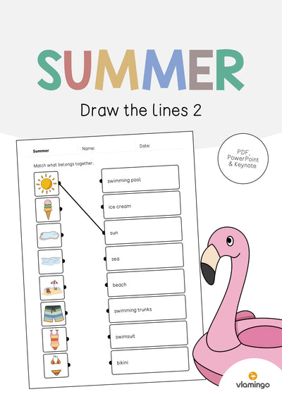 Summer / Sommer: Draw the lines 2 (Englisch)