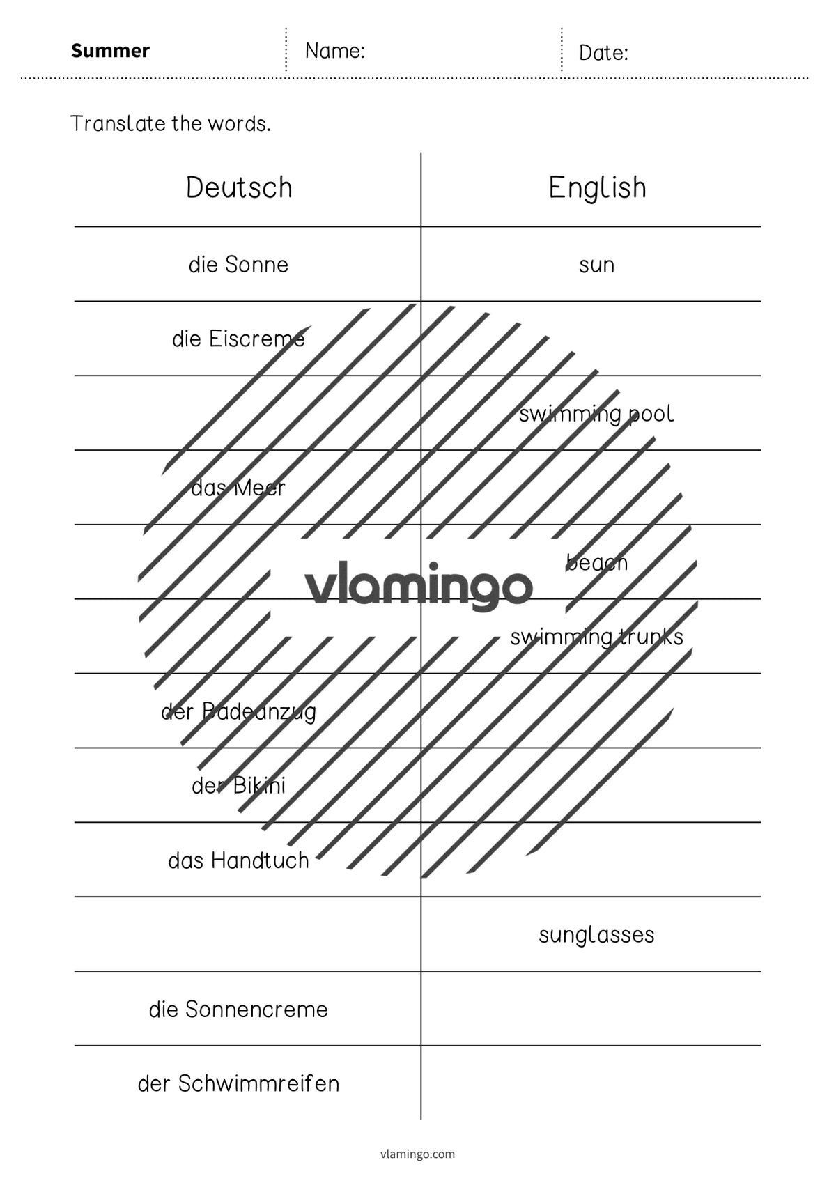 de englisch summer vocabulary mini test 003