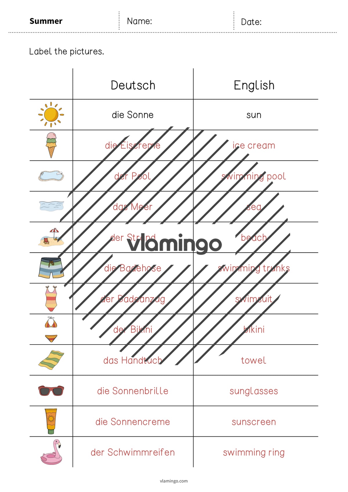 de englisch summer vocabulary worksheet 3 008