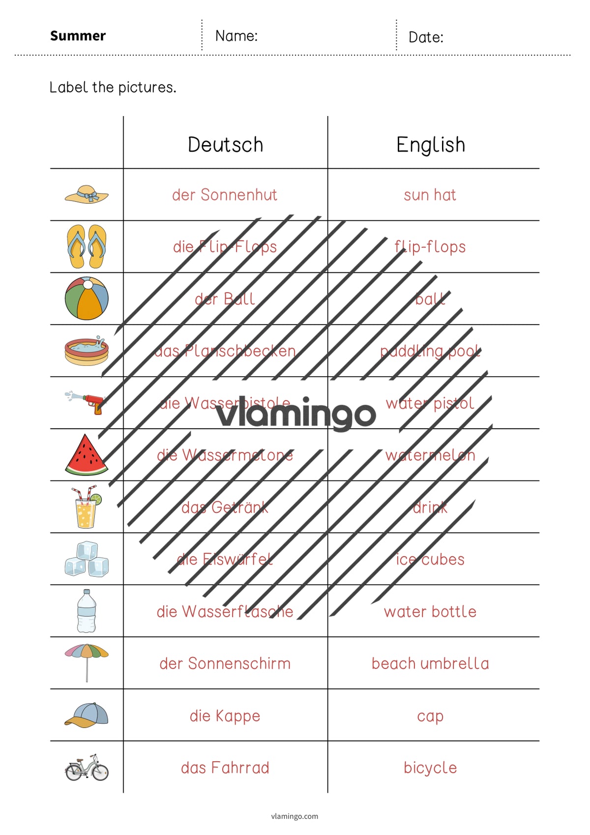 de englisch summer vocabulary worksheet 3 009