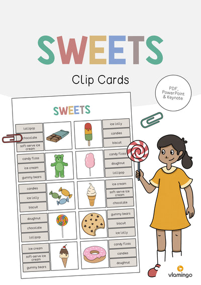 Sweets / Süßigkeiten: Clip Cards (Englisch)