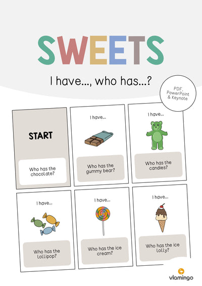 Sweets / Süßigkeiten: I have..., who has...? (Englisch)