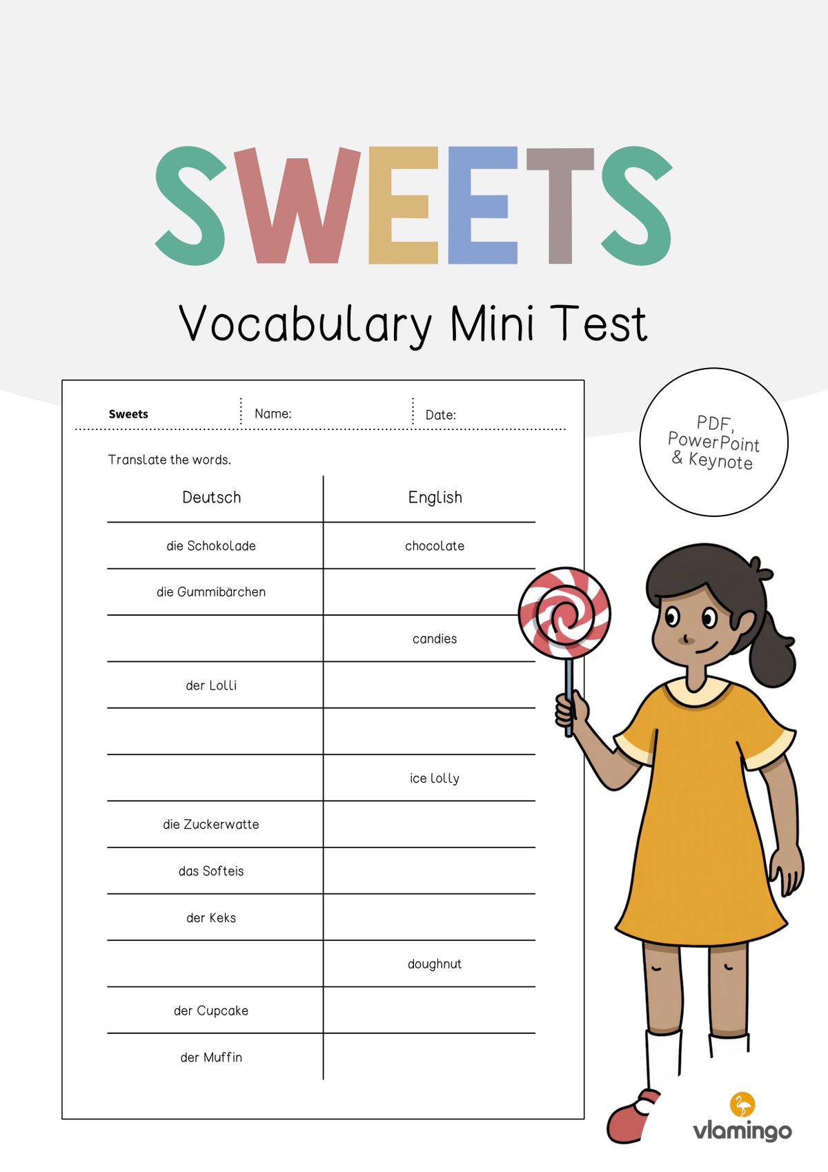 de englisch sweets vocabulary mini test 001