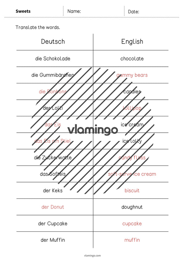 de englisch sweets vocabulary mini test 006