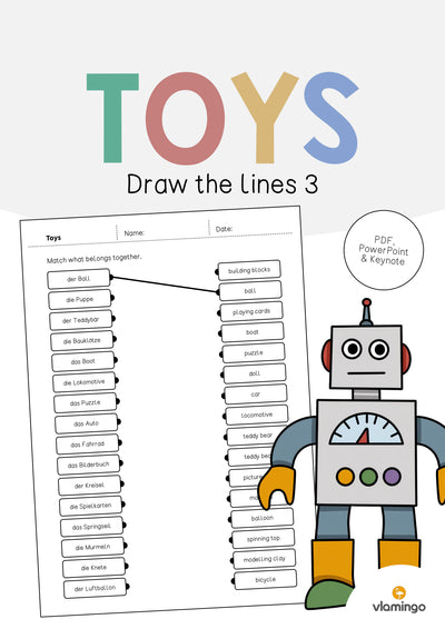 Toys / Spielzeuge: Draw the lines 3 (Englisch)