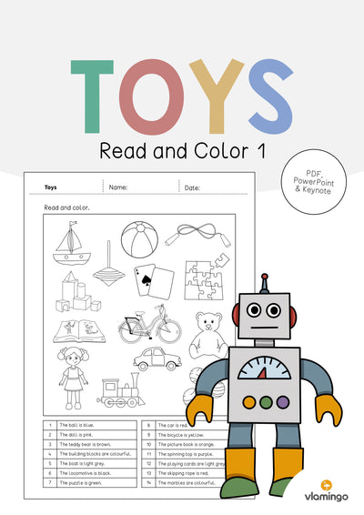 Toys / Spielzeuge: Read and Color 1 (Englisch)
