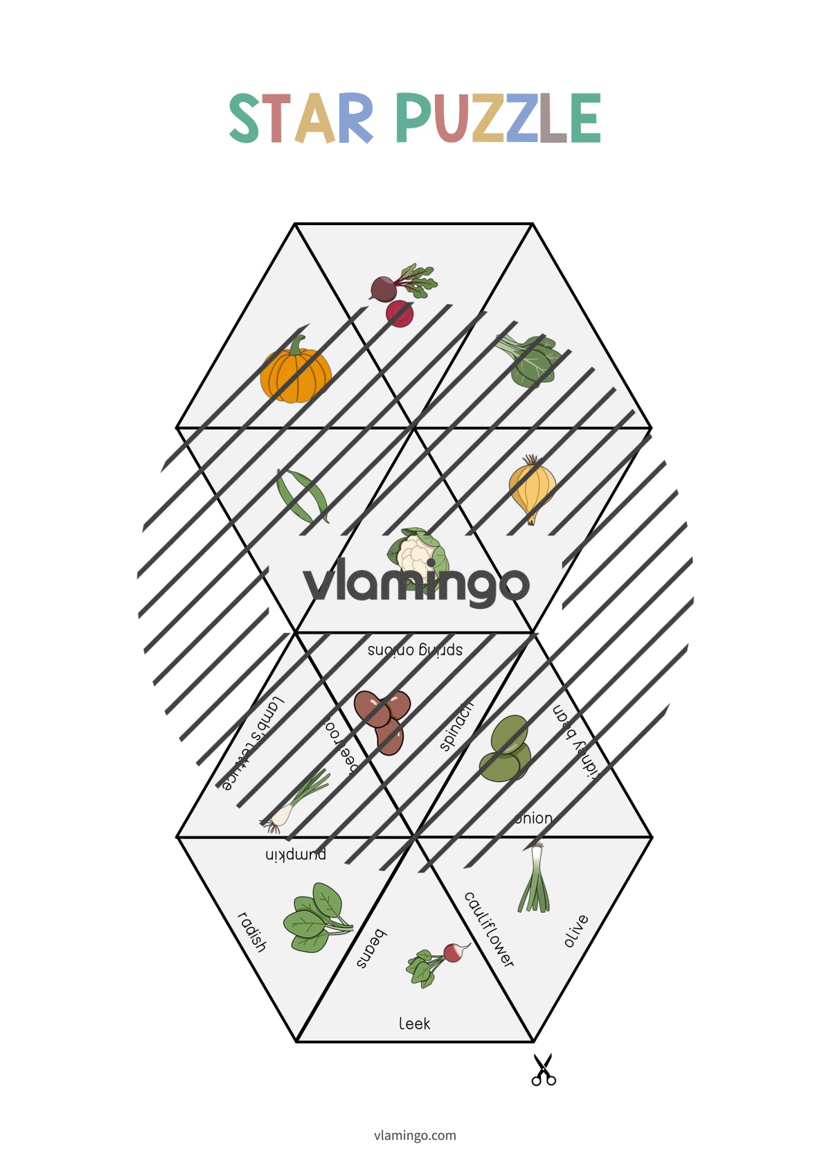 de englisch vegetables star puzzle 005