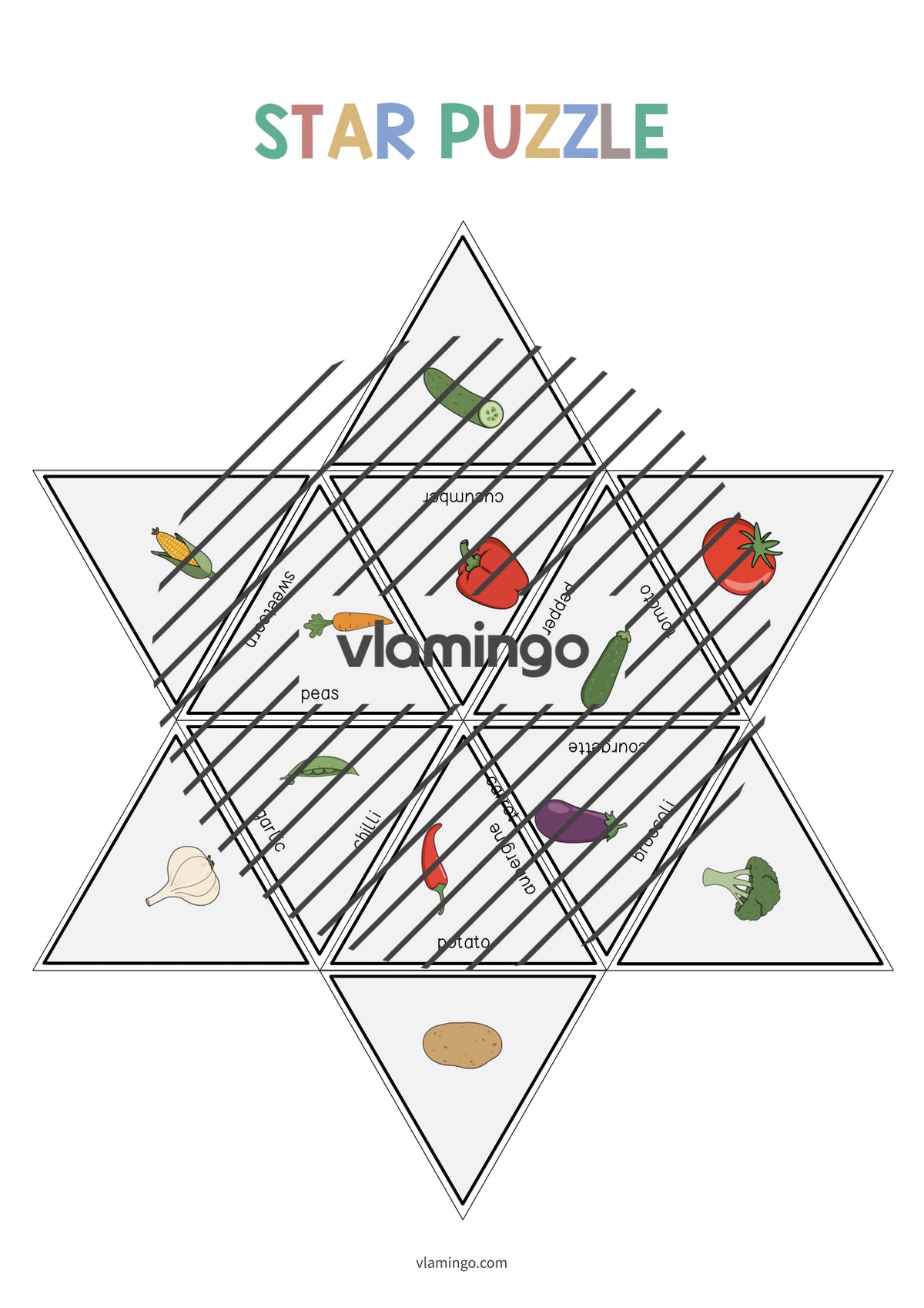 de englisch vegetables star puzzle 008