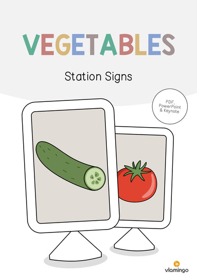 Vegetables / Gemüse: Station Signs (Englisch)