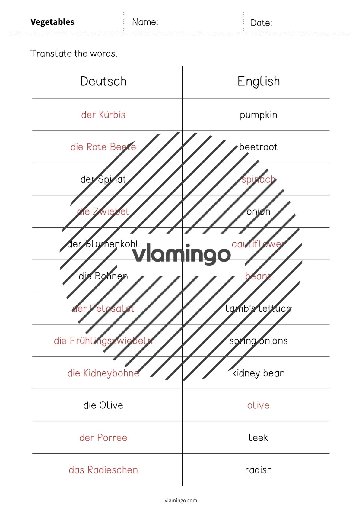 de englisch vegetables vocabulary mini test 007