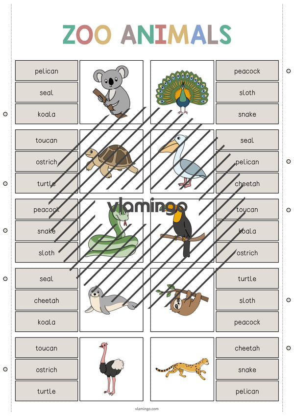 de englisch zoo animals clip cards 005